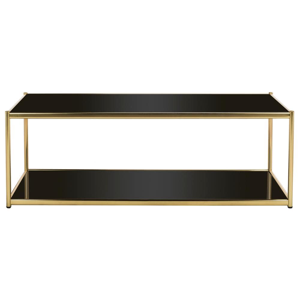 Bauhaus Inspired 51'' Gold and Glass Rectangular Coffee Table