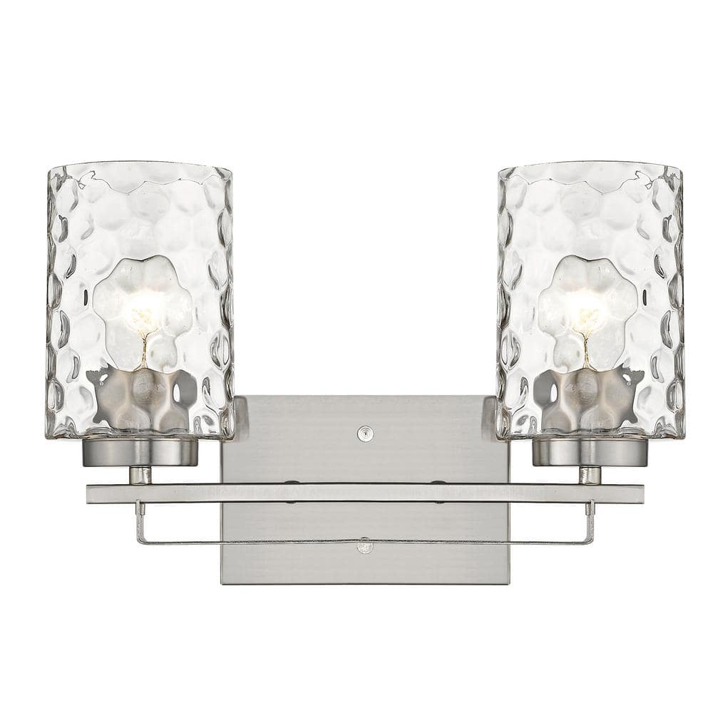 Livvy Satin Nickel 2-Light Vanity with Optic Glass Shades