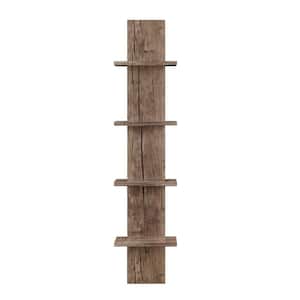 Arica 9 in. x 6.5 in. Hickory Utility Column 4-Tier Spine Decorative Wall Shelf
