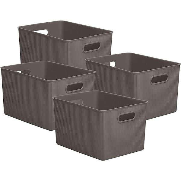 23 Qt. Plastic Bin Set of 4, Root Beer Brown