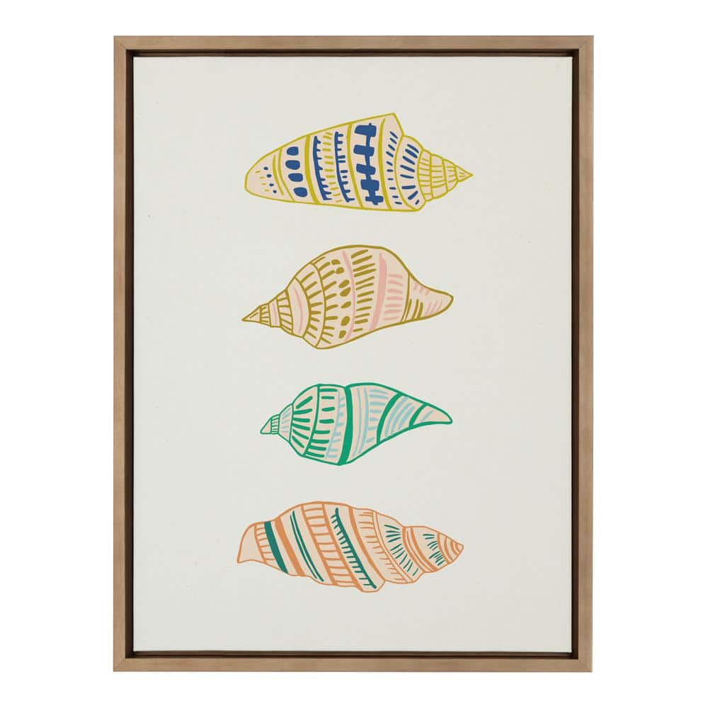 Ocean Treasures Multicolor Shell Canvas Art with Wooden Frame