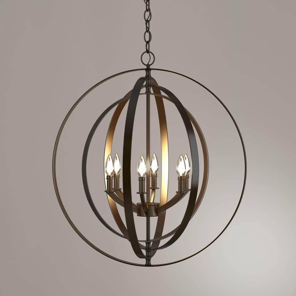 Antique Bronze 6-Light Taper Candle Chandelier