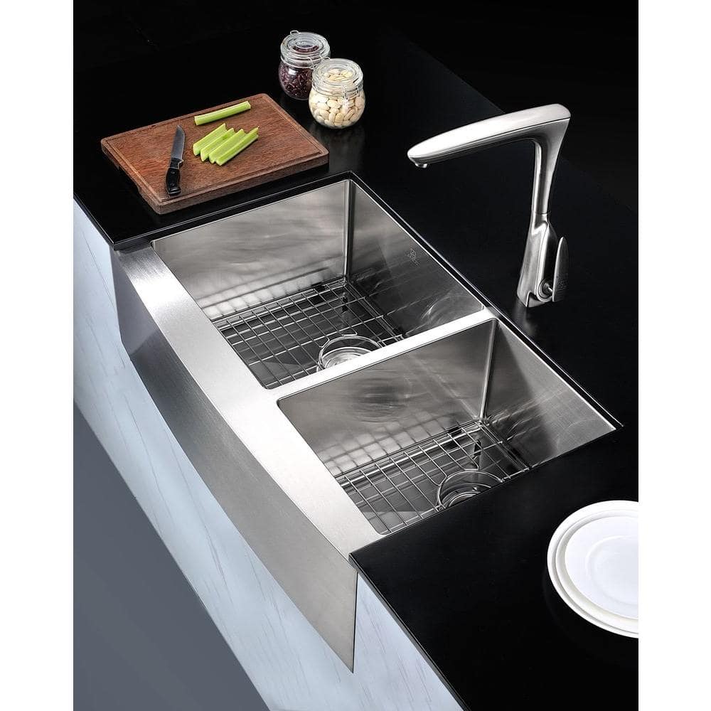 Elysian 33" Stainless Steel Double Bowl Farmhouse Sink