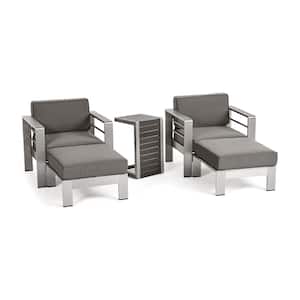 Cape Coral 4-Piece Aluminum Patio Conversation Set with Khaki Cushions