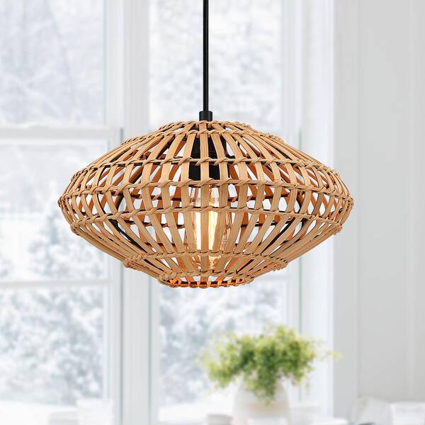 True Fine 13 In 1 Light Eclectic Natural Rattan And Bamboo Island Mini Pendant With Black Hardware Td90001p The Home Depot Bamboo Island Mini Pendant Light, Espiral Natural Rattan Pendant Lamp Shade