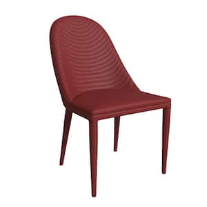 Seville Upholstered Modern Dining Chair with Metal Legs  Armless Upholstered Leather Accent Chair, Red