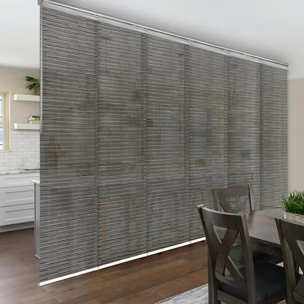 EMOH Ornate Sable 70 in. - 130 in. W x 94 in. L Adjustable 6-Panel in Satin Nickel Single Rail Panel Track 23.5 in. Slates