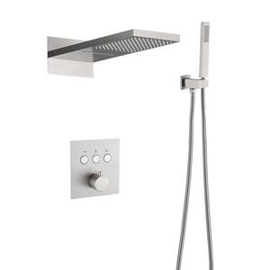 3-Spray Patterns Shower Head Wall Mount Dual Shower Heads Hand Shower 2 GPM in Brushed Nickel