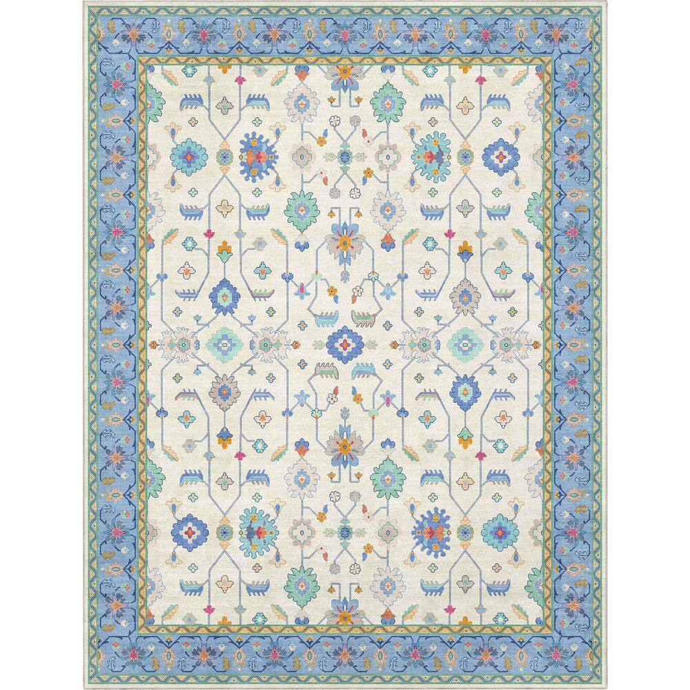 Ushak Antalya Modern Vintage Persian, 3 ft. 11 in. x 5 ft. 3 in., Ivory Blue Multi Area Rug price history on PriceWatchPro