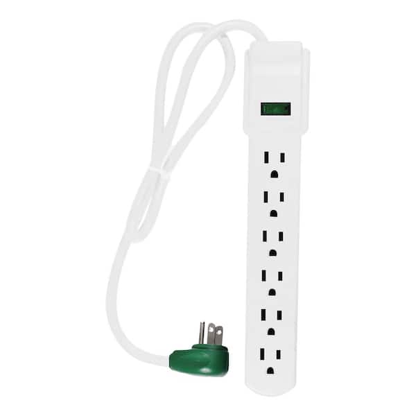 GoGreen Power 6 Outlet Surge Protector with 3 ft. Heavy Duty Cord - White