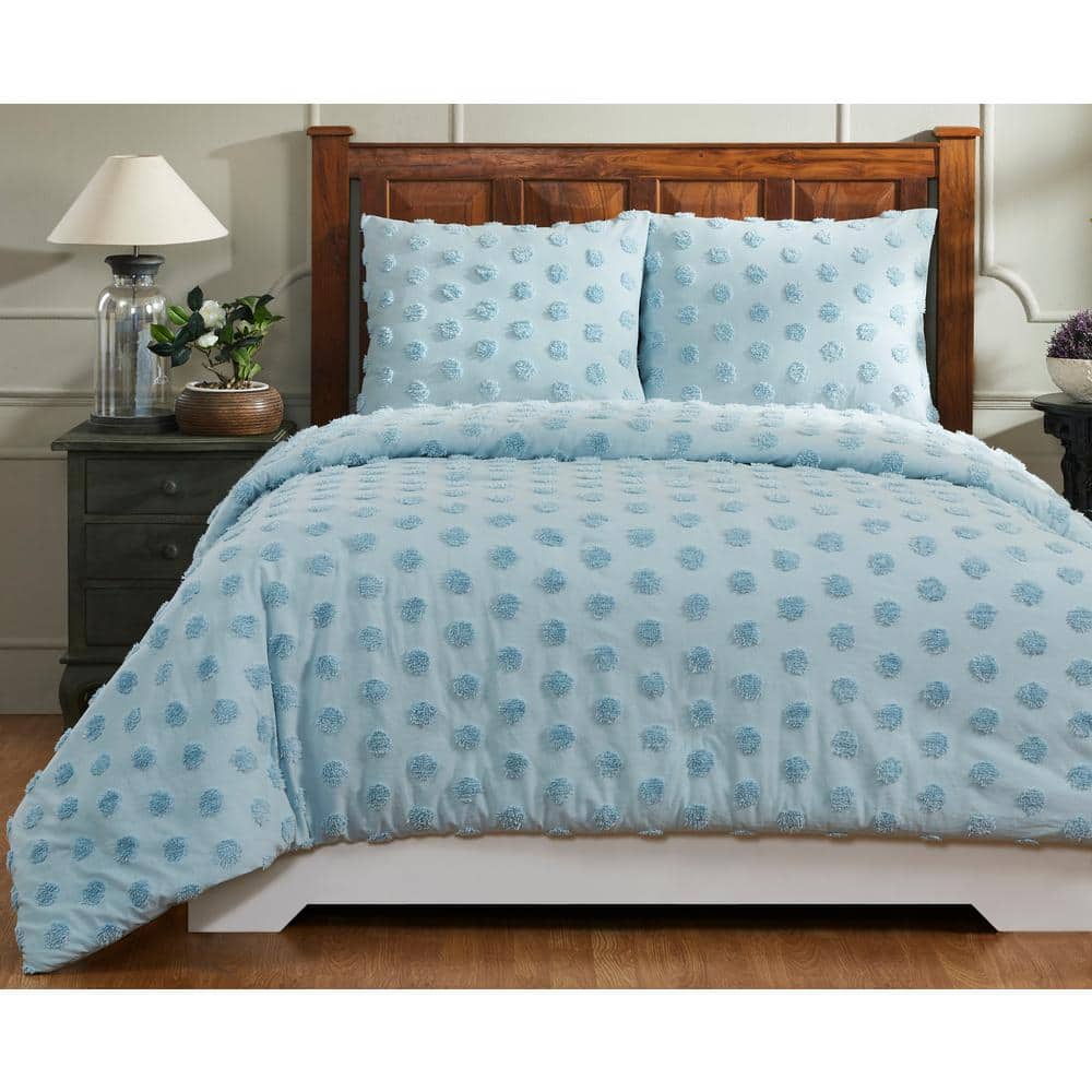 Athenia Plush Blue Cotton Full/Queen Comforter Set with Sham