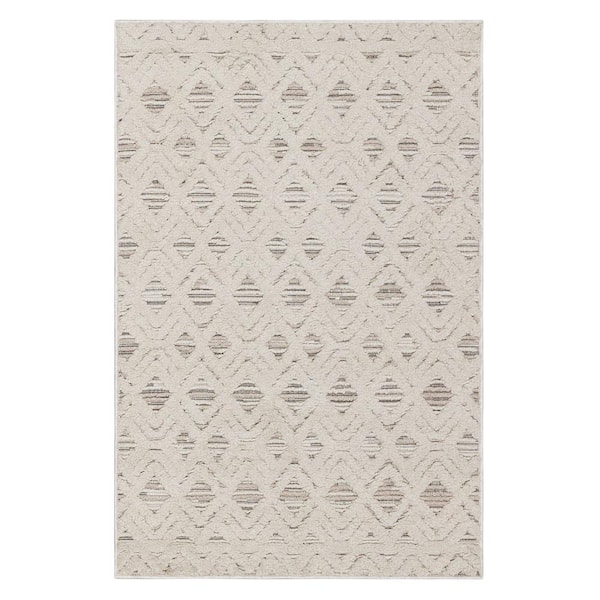 StyleWell Ashcroft Cream/Beige 2 ft. 7 in. x 3 ft. 11 in. Geometric Indoor Area Rug
