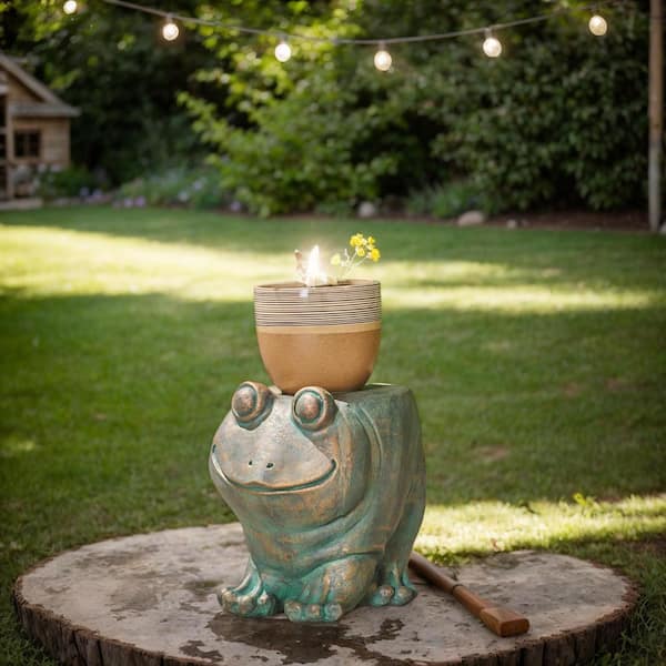 No91　 ヨーコ商品　モスグリーン４段棚　welcomemyGarden Outdoor Vintage Stone Frog Garden Stool, Magnesium Oxide Plant