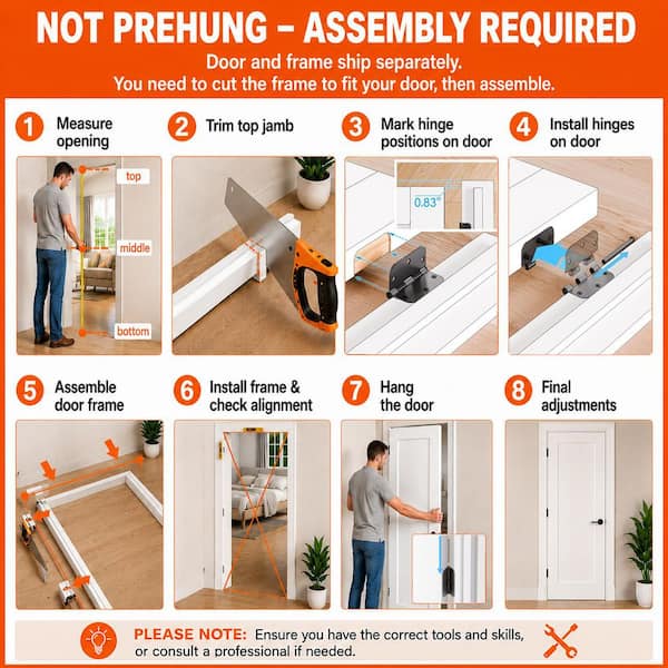 30 in. x 80 in. Full Lite Clear Glass Interior Door Kit with Wood Door Jamb and Lever, Right-Handed Assembly Required