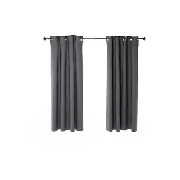 Furinno Dark Grey Grommet Blackout Curtain - 52 in. W x 63 in. L (Set of 2)