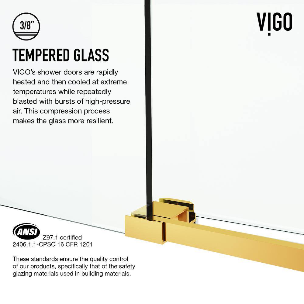Cass 60" Frameless Sliding Shower Door with Matte Brushed Gold Finish