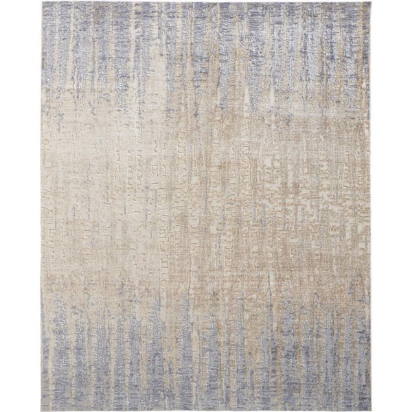 HomeRoots 2 ft. x 8 ft. Tan, Brown Abstract Area Rug