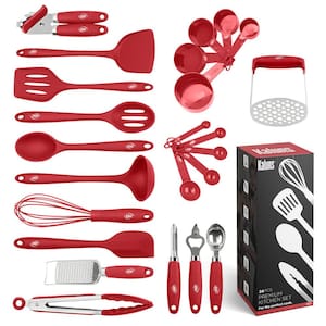 Silicone Red Kitchen Utensil (Set of 24)
