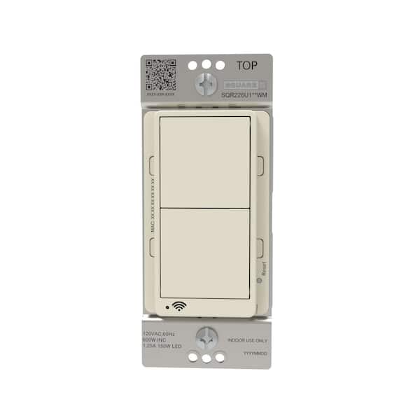 X Series 15 Amp Single Pole/3-Way Matter Smart Wi-Fi Rocker Switch Light Switch, Matte Light Almond SQR141U1LAWM