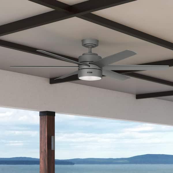 Solaria 60 in. Integrated LED Indoor/Outdoor Matte Silver Ceiling Fan with Light Kit and Wall Control