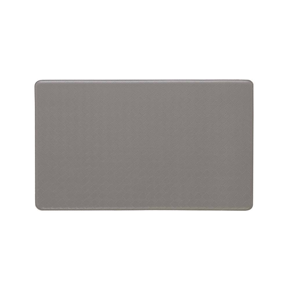 Gray Foam Anti-Fatigue Kitchen Mat with Basketweave Pattern, 17.5 x 32 in