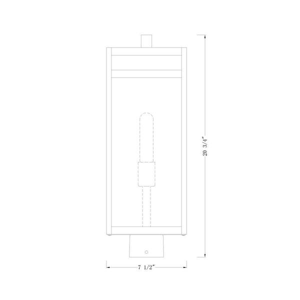 Unbranded - Nuri 1-Light Black 21 in. Aluminum Hardwired Outdoor Weather Resistant Post Light Square Fitter with No Bulb Included