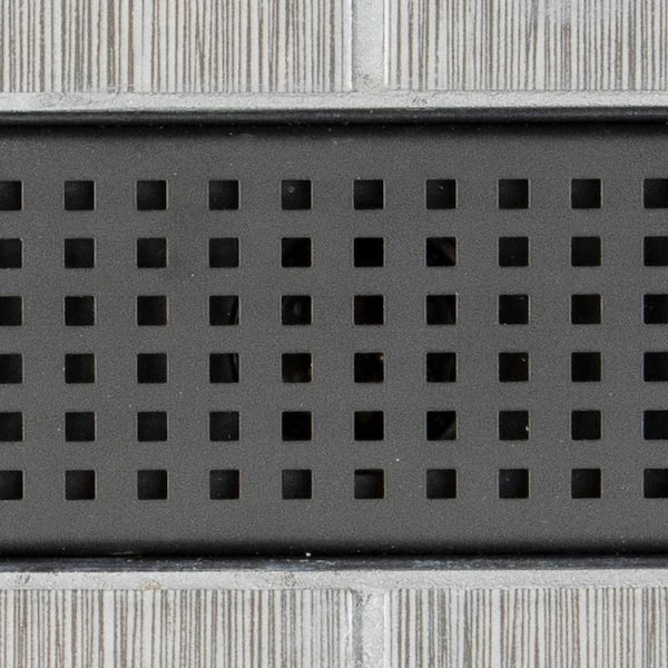 Designline 24 in. Stainless Steel Linear Shower Drain with Square Pattern  Drain Cover in Matte Black