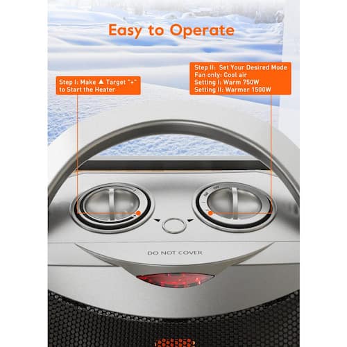 H 1500-Watt Electric Indoor Portable Ceramic Forced Air