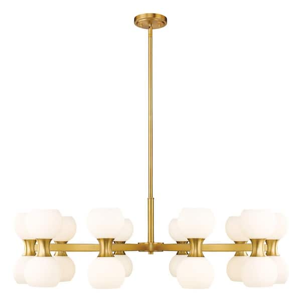Unbranded Artemis 20-Light Modern Gold Shaded Chandelier Light with Matte Opal Glass Shade with No Bulbs Included