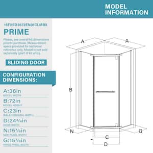 36 in. W x 72 in. H Neo Angle Pivot Semi Frameless Corner Shower Enclosure in Brushed Nickel Without Shower Base