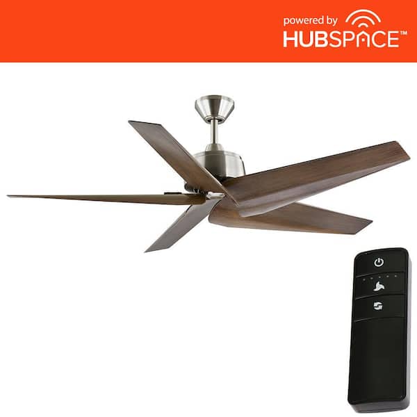 Home Decorators Collection Feldner 60 in. Indoor/Covered Outdoor Brushed Nickel Smart Ceiling Fan with Remote Control Powered by Hubspace