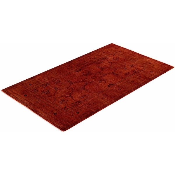 Overdyed Orange 3 ft. x 5 ft. Solid Wool Indoor Area Rug
