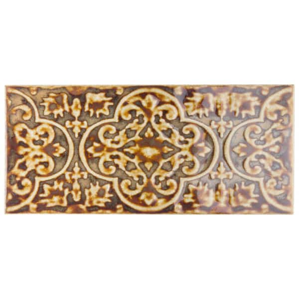 Zurbaran Cobre 4-1/2 in. x 8-7/8 in. Ceramic Wall Take Home Tile Sample