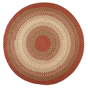 Ombre Warm Earth 4 ft. x 4 ft. Round Indoor/Outdoor Braided Area Rug