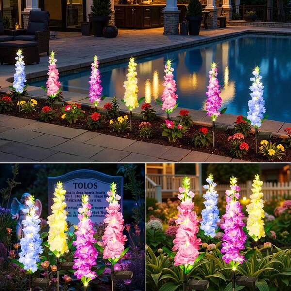 OGETFUUR 4 Pack Upgraded Delphinium Solar Garden Lights with 36