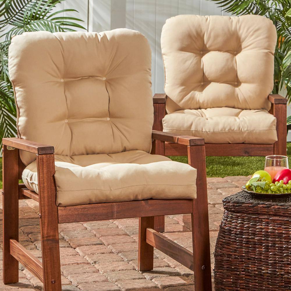 Stone Tufted Outdoor Chair Cushions Set of 2