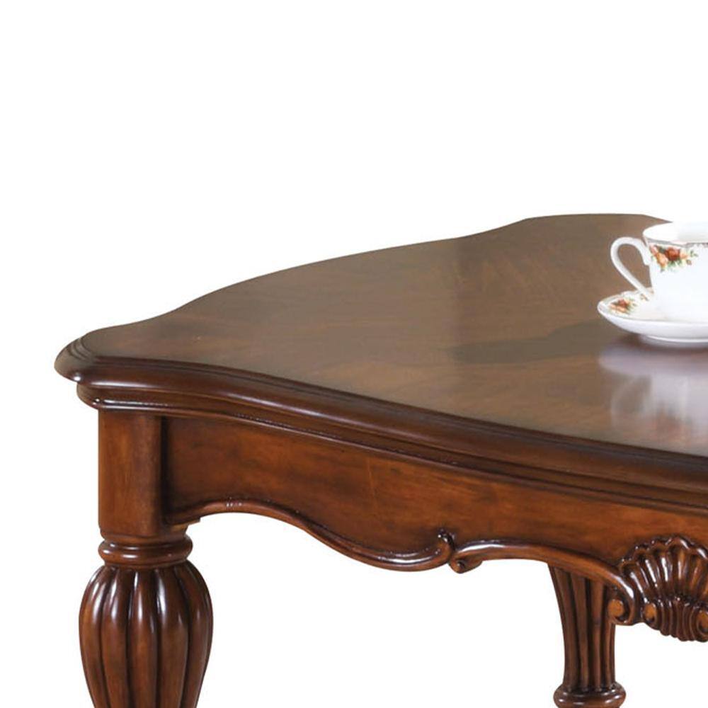Cherry Brown Vintage Rectangular Coffee Table with Fluted Legs