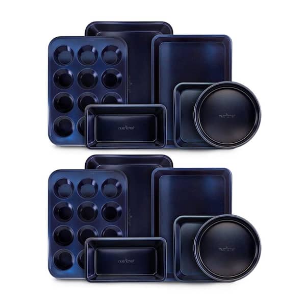 NutriChef 6-Piece Nonstick Carbon Steel Oven Bakeware Set, Blue Diamond (2-Pack)