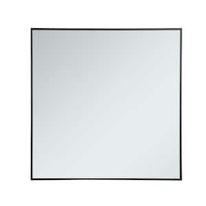 Medium Square Black Modern Mirror (36 in. H x 36 in. W)