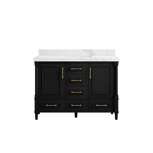 Willow Collections Hudson 48 in. W x 22 in. D x 36 in. H Bath Vanity in Black with 2 in. Calacatta Nuvo Top