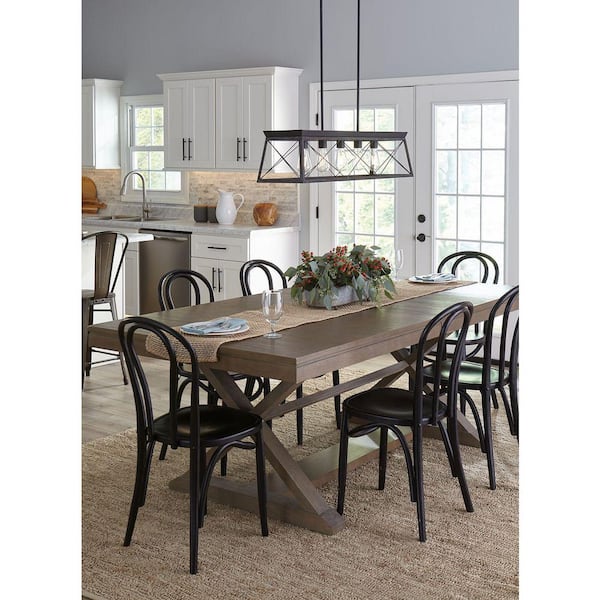 Progress Lighting Briarwood Collection 5-Light Ceruse Black Farmhouse Linear Island Chandelier Light