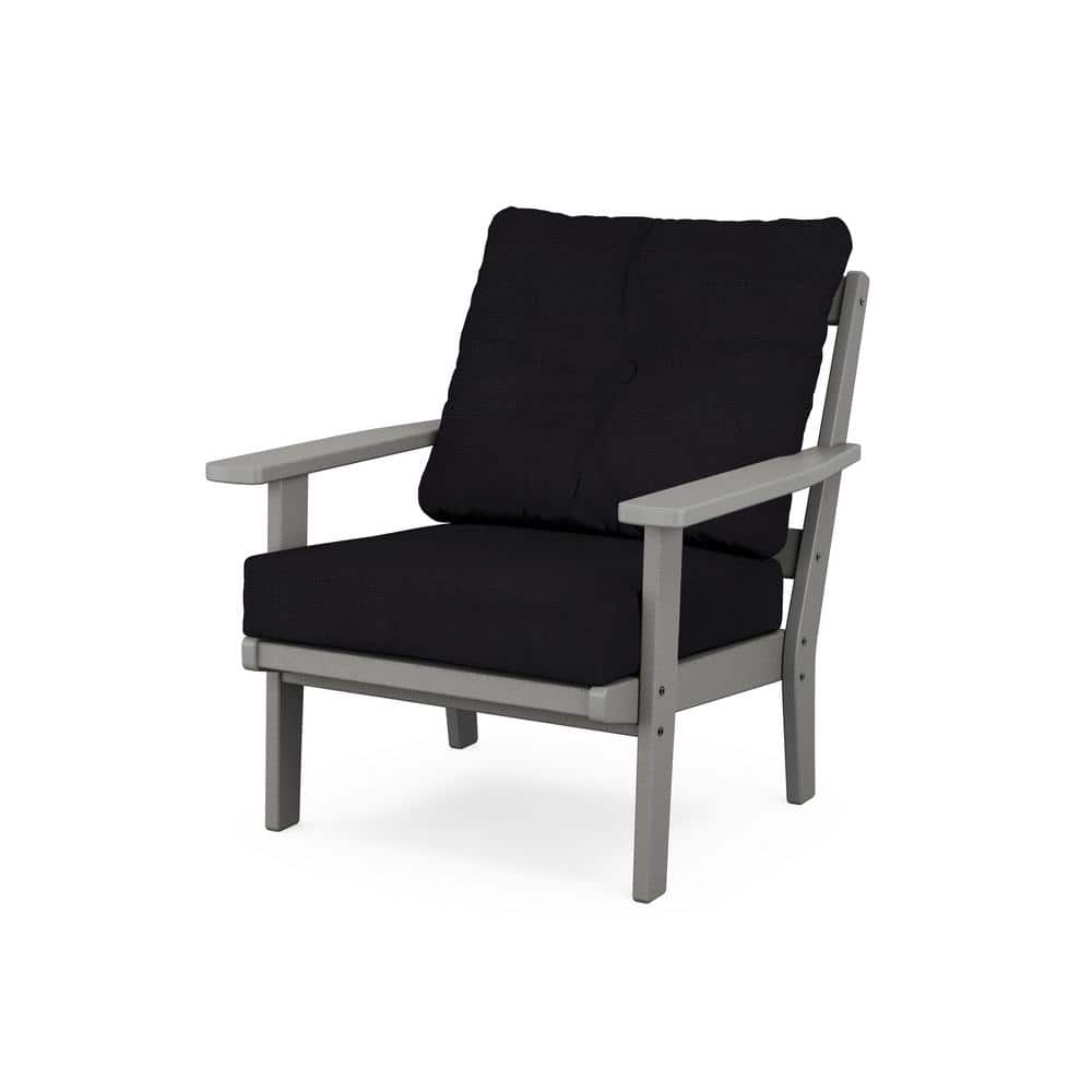 POLYWOOD Prairie Plastic Outdoor Deep Seating Chair in Slate Grey with