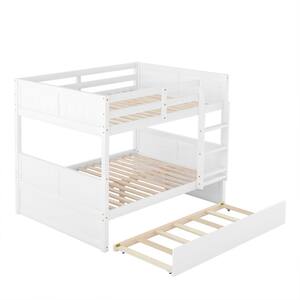 White Full Over Full Bunk Bed with Twin Size Trundle