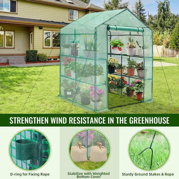 OGETFUUR 57 in. W x 57 in. D x 76 in. H Greenhouse for Outdoors
