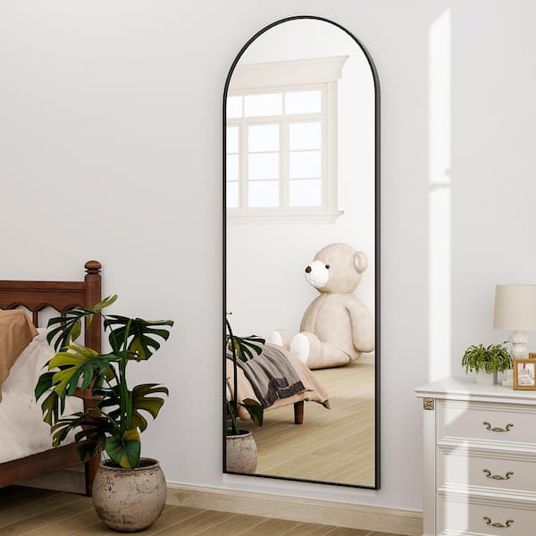 20 in. W x 64 in. H Arched Black Modern Aluminum Alloy Framed Full Length Mirror Floor Mirror