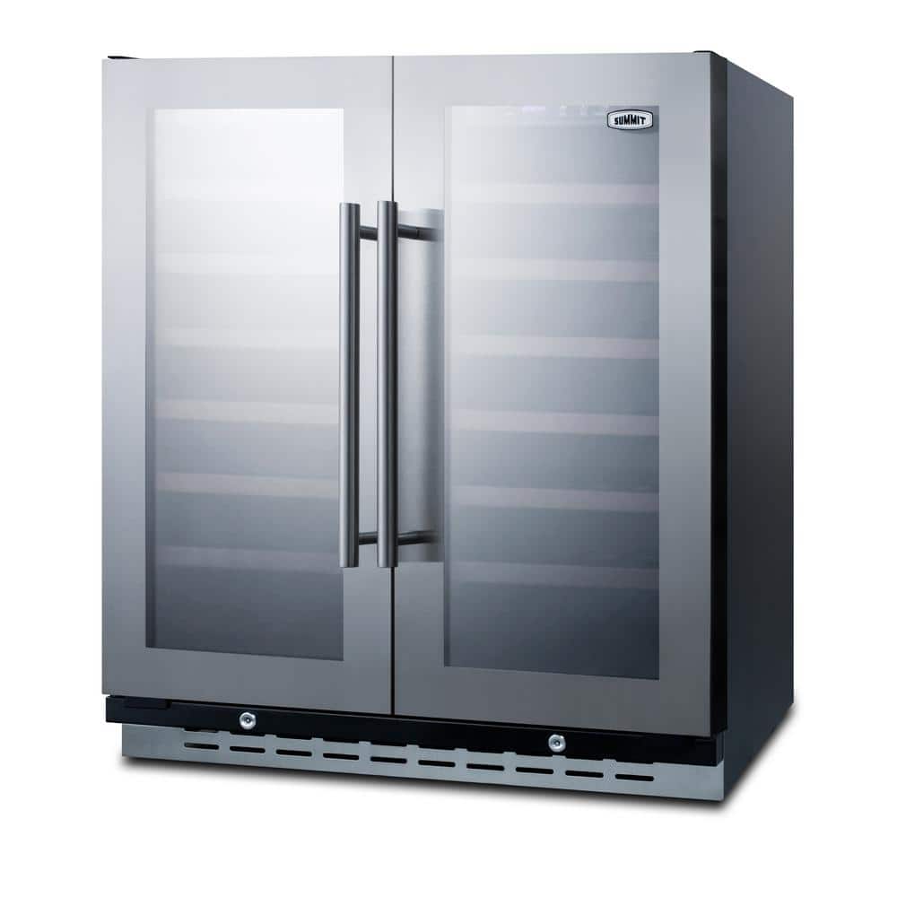 Summit 30" Stainless Steel Dual Zone Wine Cellar with Glass Doors