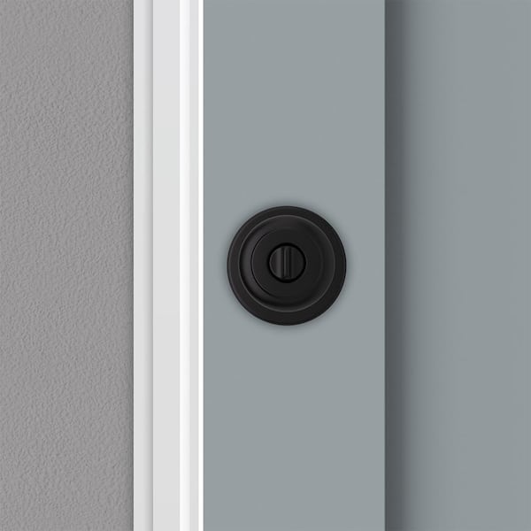 Cove Matte Black Keyed Entry Door Knob featuring SmartKey Security and Microban Technology