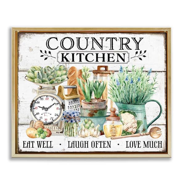 Stupell Industries Country Kitchen Still Life by Creatif Belle Gold Floater Frame Food Graphic Art Print 25 in. x 31 in.