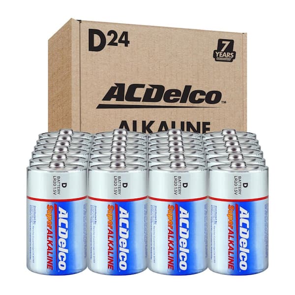 ACDelco D Super Alkaline Battery, 7-Years Shelf Life with Recloseable Packaging (24-Packs)