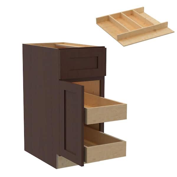 Home Decorators Collection Newport 15 in. W x 24 in. D x 34.5 in. H Assembled Plywood Base Kitchen Cabinet in Manganite with 2ROT Utility LH